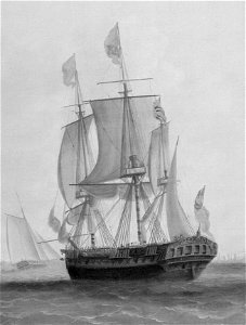 George III in HMS Southampton reviewing the fleet off Plymouth, 18 August 1789 (detail) RMG B6883 (cropped)