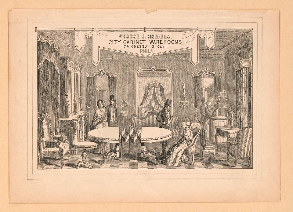 George J. Henkels. City cabinet warerooms 173 Chestnut Street Phila LCCN2004665420