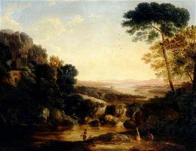 George Howland Beaumont (1753-1827) (attributed to) - A Romantic River Landscape with a Waterfall - 290382 - National Trust