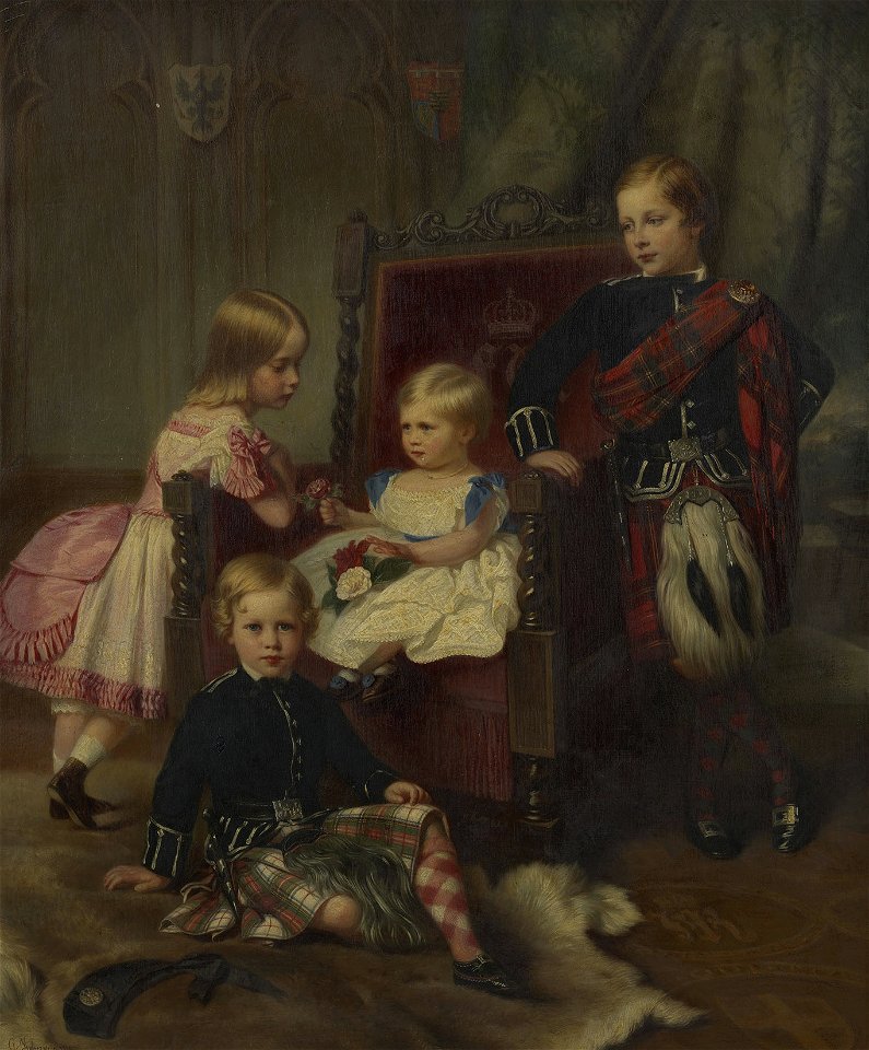 George Koberwein (1820-76) - The Four Eldest Children of Crown Prince and Princess Frederick William of Prussia - RCIN 403636 - Royal Collection