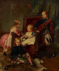 George Koberwein (1820-76) - The Four Eldest Children of Crown Prince and Princess Frederick William of Prussia - RCIN 403636 - Royal Collection. Free illustration for personal and commercial use.