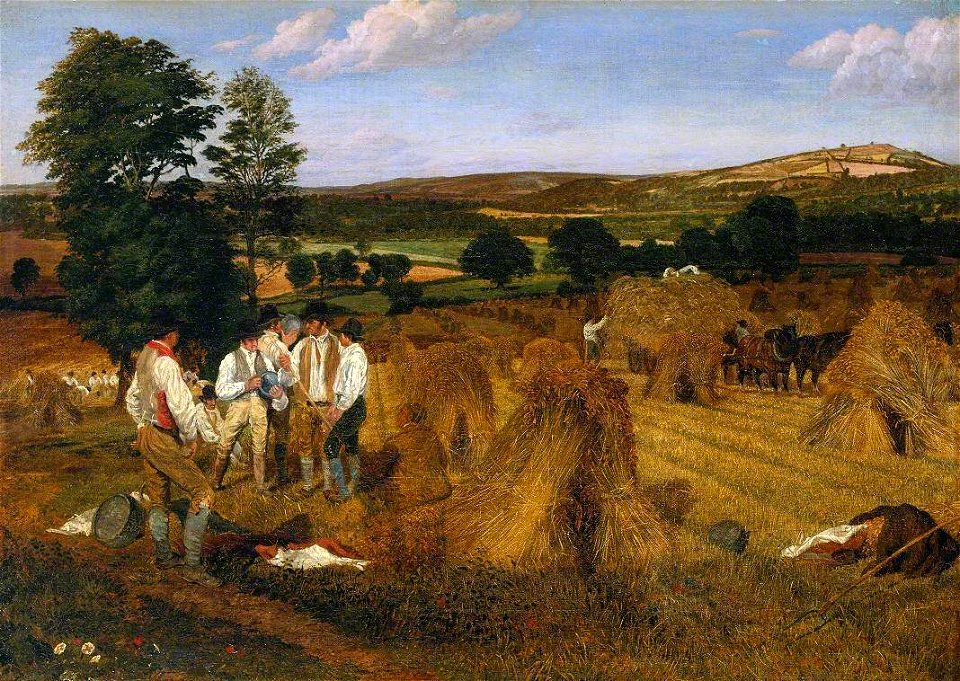 George Robert Lewis (1782-1871) - Hereford, Dynedor and the Malvern Hills, from the Haywood Lodge, Harvest Scene, Afternoon - NG2961 - Tate