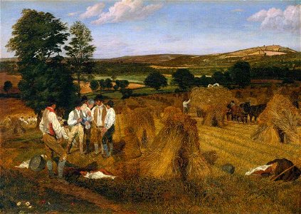 George Robert Lewis (1782-1871) - Hereford, Dynedor and the Malvern Hills, from the Haywood Lodge, Harvest Scene, Afternoon - NG2961 - Tate