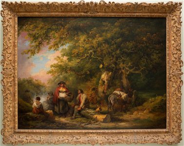 George Morland - Gypsy Encampment with Seated Man Breaking Firewood - 61.18 - Detroit Institute of Arts