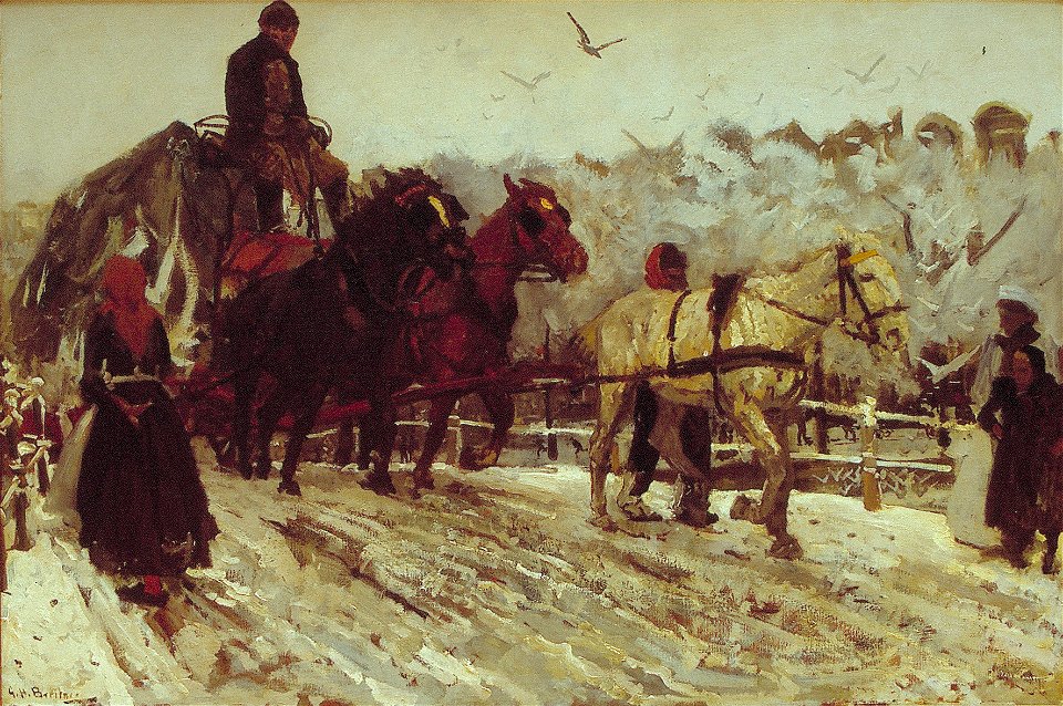 G.H. Breitner - Werkpaarden in de sneeuw op de Prinsengracht in Amsterdam - AB9255 - Dordrechts Museum