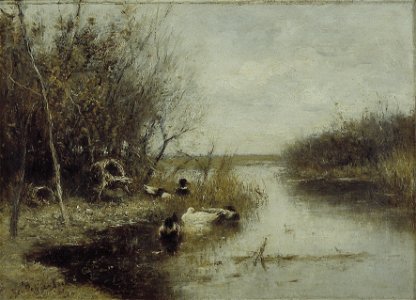 G.J.H. Poggenbeek - Kreekje met eendjes - AB9304 - Cultural Heritage Agency of the Netherlands Art Collection