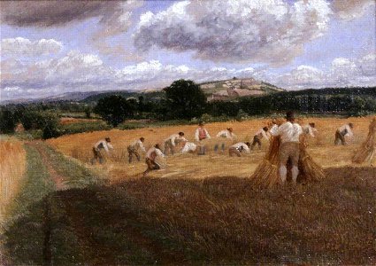 George Robert Lewis (1782-1871) - Harvest Field with Reapers, Haywood, Herefordshire - T03235 - Tate