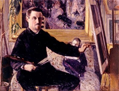 G.Caillebotte - Autoportrait au chevalet. Free illustration for personal and commercial use.
