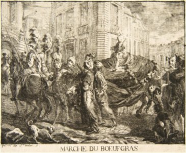 Gabriel Jacques de Saint-Aubin, Marché du boeuf gras, 1750