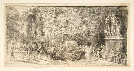 Gabriel de Saint-Aubin, Scene in the Tuileries - The Watering Cart, 1760