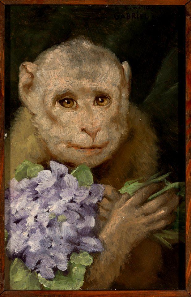Gabriel Max - Monkey with a bouquet of violets - 188562 - National Museum in Warsaw