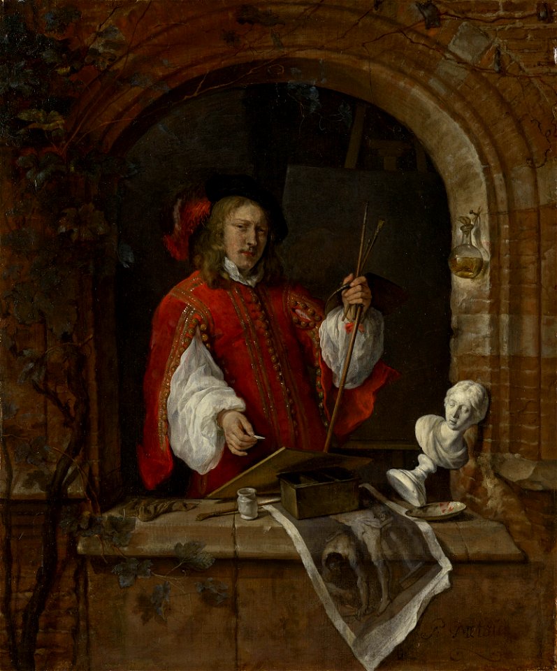 Gabriel Metsu - Self-Portrait Standing at a Window RCIN 405943