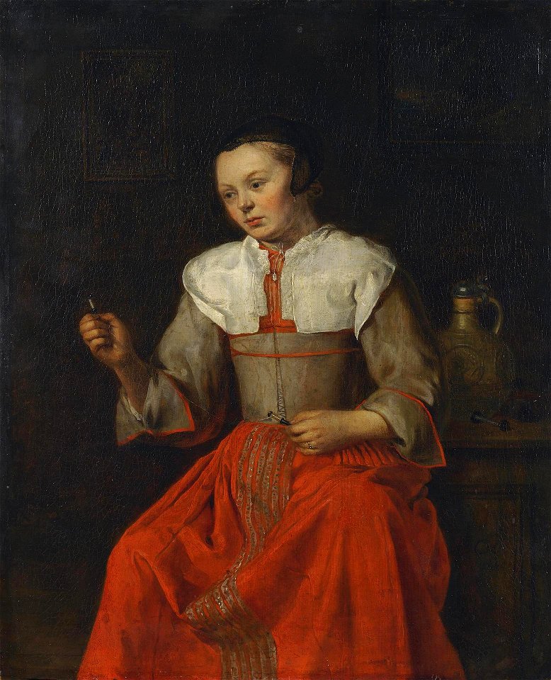 Gabriel Metsu - The Lacemaker (holding bobbins)