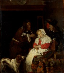 Gabriel Metsu - Twee mannen bij een slapende vrouw - NG970 - National Gallery