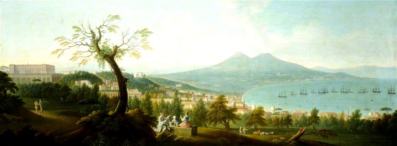 Gabriele Ricciardelli (d.1777) - A View of the Bay of Naples from San Martino (the Vomero) with a Fleet at Anchor, Vesuvius beyond an - 290413.1 - National Trust