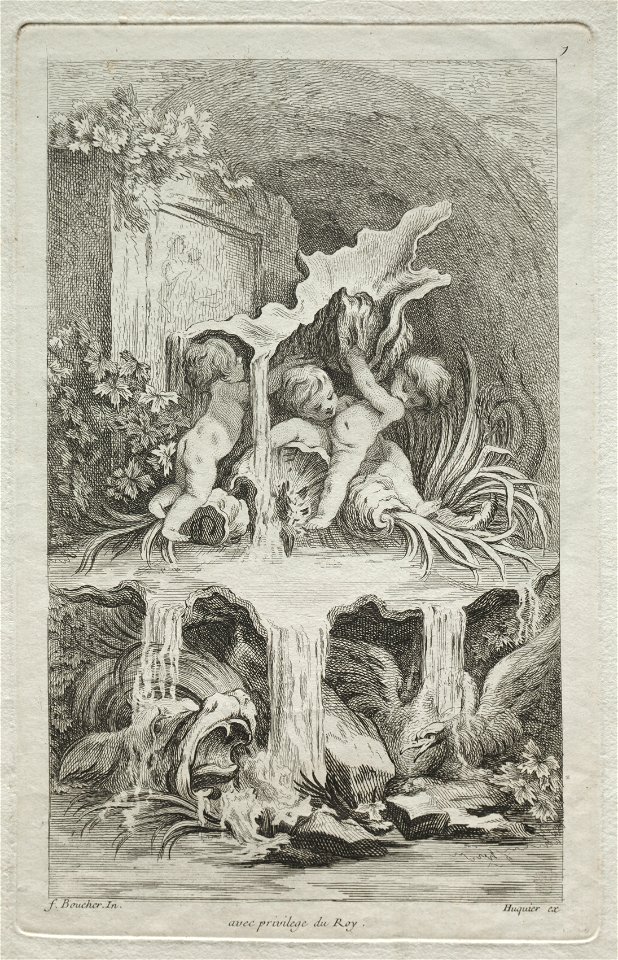 Gabriel Huquier (French, 1695-1772), François Boucher (French, 1703-1770) - Book of Fountains, No. 7 - 1953.676 - Cleveland Museum of Art