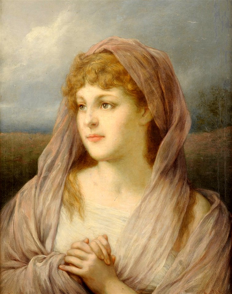 Gabriel von Max Blonde Frau mit Seidenschleier