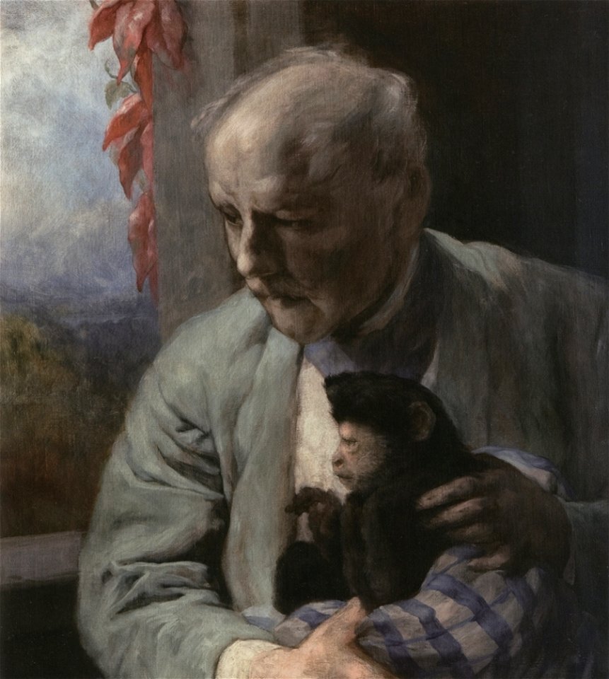 Gabriel von Max - Selbstbildnis mit Affen - 1910