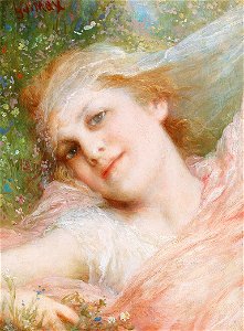 Gabriel von Max - A Girl in the Meadow