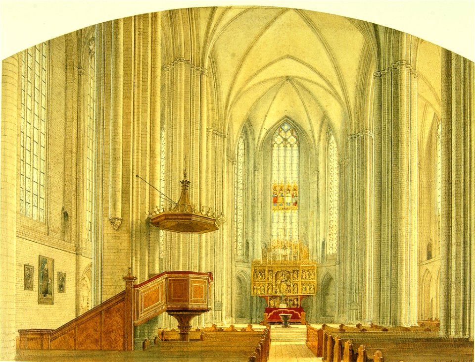Gaertner Eduard 1801 1877 Das Innere der Marienkirche zu Prenzlau