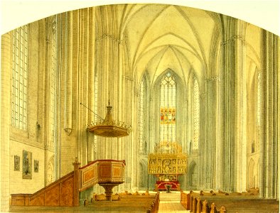 Gaertner Eduard 1801 1877 Das Innere der Marienkirche zu Prenzlau. Free illustration for personal and commercial use.