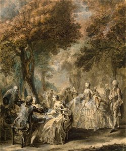 Gabriel-Jacques de Saint-Aubin, Society Taking a Promenade (1760, 1761). Free illustration for personal and commercial use.