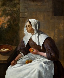 Gabriel-Metsu-En-pige-der-skræller-æbler-u.å.