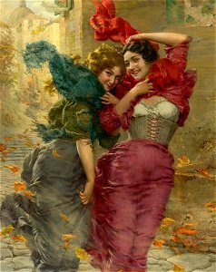 Gaetano Bellei - A Windy Day. Free illustration for personal and commercial use.