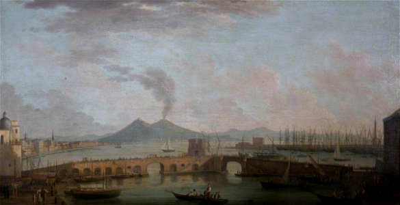Gabriele Ricciardelli (d.1777) - View of Naples, The Ponte Nuove in the Porto Grande, and Distant Shipping, Looking across the Bay to Vesuvius - 872535 - National Trust