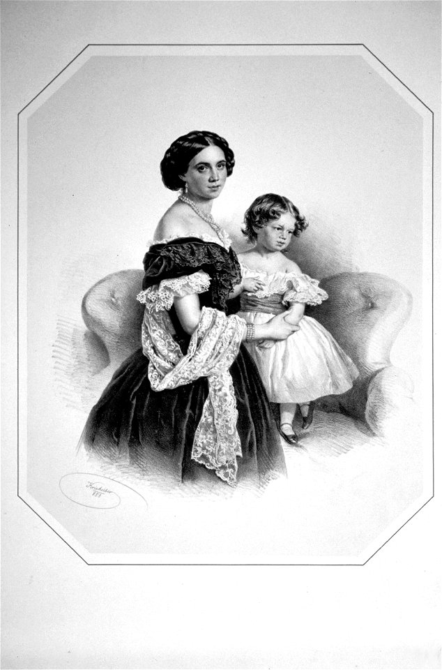 Gabriele und Anna von Saint-Genois Litho
