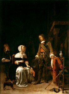 Gabriël Metsu - Soldier Paying a Visit to a Young Lady - WGA15094