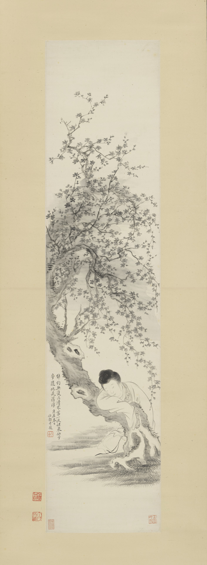 Gai Qi - Lady Leaning on a Plum Tree - 1957.51.5 - Yale University Art Gallery