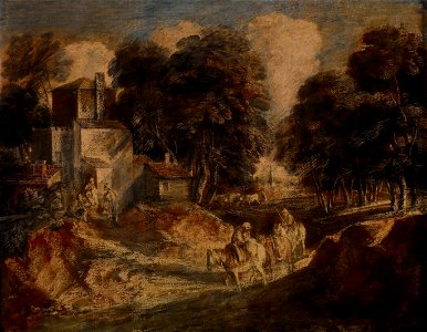 Gainsborough, Thomas - Wooded Landscape with Mounted Peasants - Google Art Project