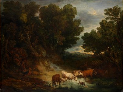 Thomas Gainsborough - The Watering Place (before 1777). Free illustration for personal and commercial use.