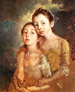 Thomas Gainsborough - The Artist's Daughters with a Cat - WGA8404. Free illustration for personal and commercial use.