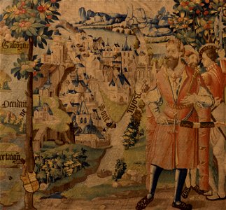 Galathès, fils d’Hercule, 11e roi des Gaules, et Lugdus, fondateur de Lyon (détail 1)