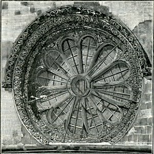 Galatina chiesa di S. Caterina finestrone della facciata xilografia