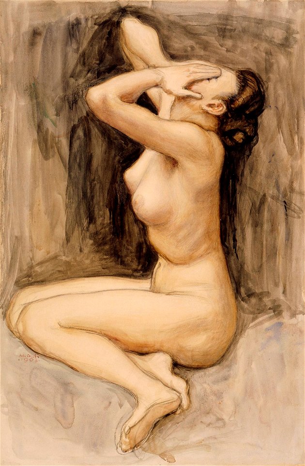 Akseli Gallen-Kallela - Despair, study for the By the River of Tuonela, Jusélius Mausoleum - A III 2618 - Finnish National Gallery