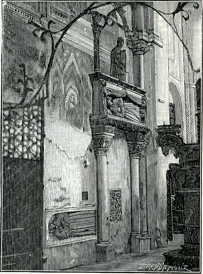 Galatina chiesa di Santa Caterina monumento di Giovanni Antonio Orsini del Balzo xilografia di Richard Brend'amour