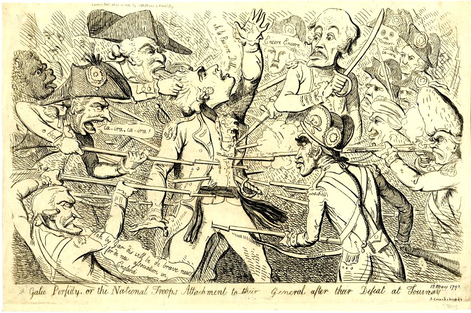 Galic perfidy, or the national troops attachment to their general after their defeat at Tournay (BM 1868,0808.6187)