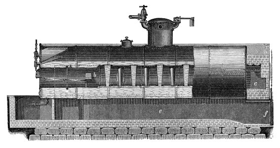 Galloway boiler, longitudinal section, Dampfkessel2 brockhaus