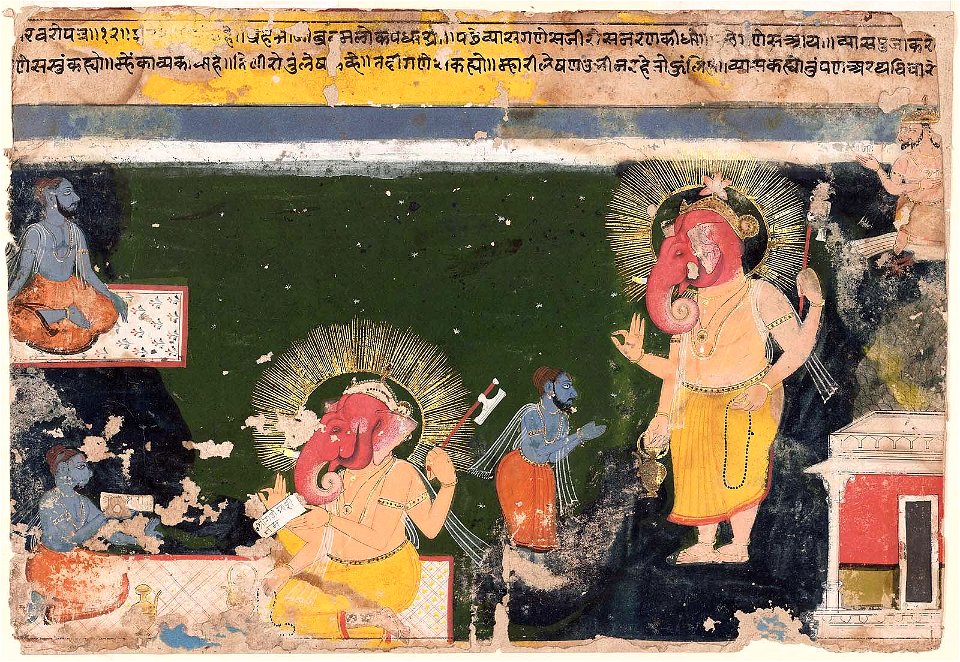 Ganesa writing the Mahabharat