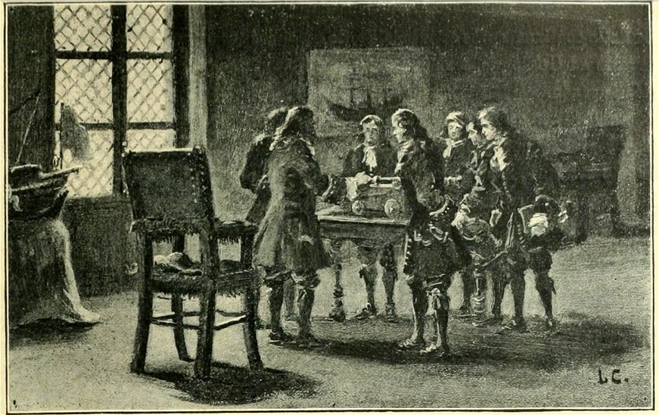 Gardes-marine étudiant l'artillerie dans les années 1690-1700