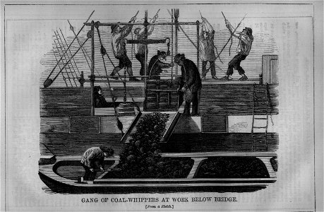 Gang of Coal-Whippers at work below bridge