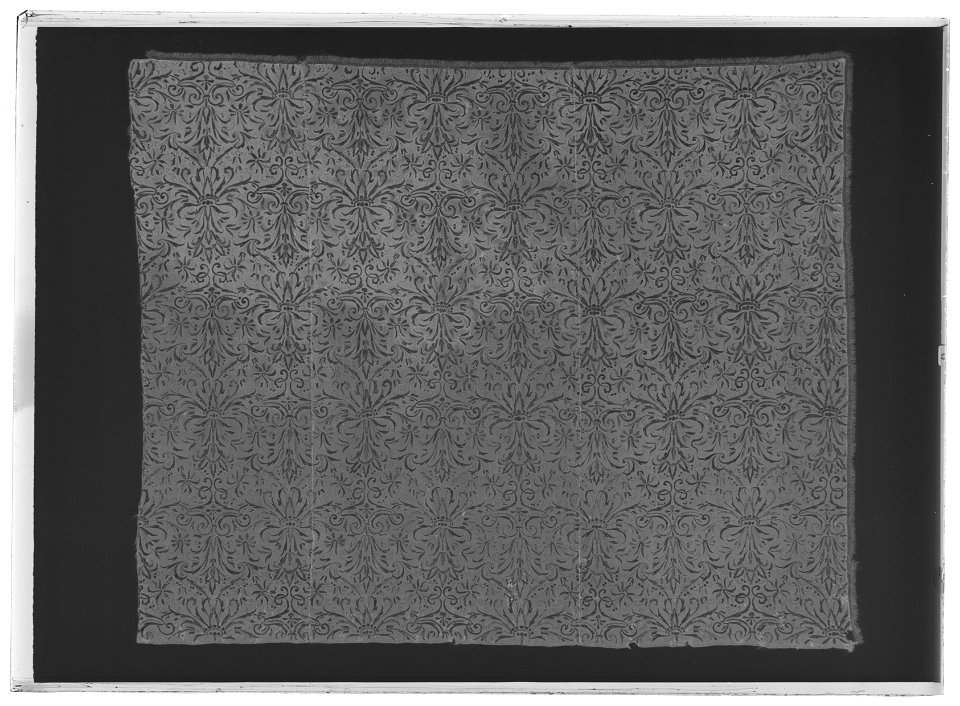Gardin ur en serie av sex (6006-6011) till drottning Kristinas röda kaross med motiv av lejon och örnar - Livrustkammaren - 61926-negative