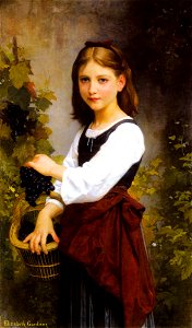 Gardner-A Young Girl Holding A Basket Of Grapes