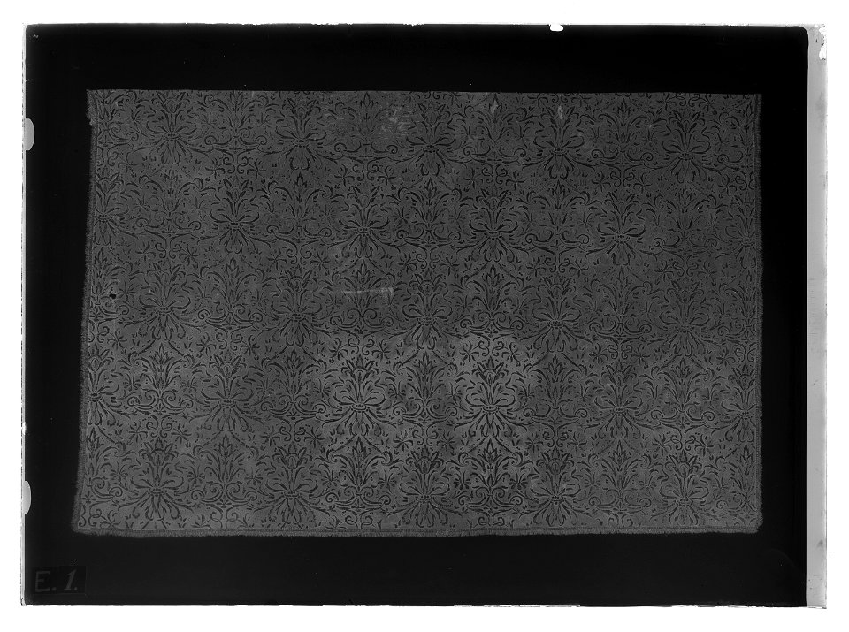 Gardin ur en serie av sex (6006-6011) till drottning Kristinas röda kaross med motiv av lejon och örnar - Livrustkammaren - 9194-negative
