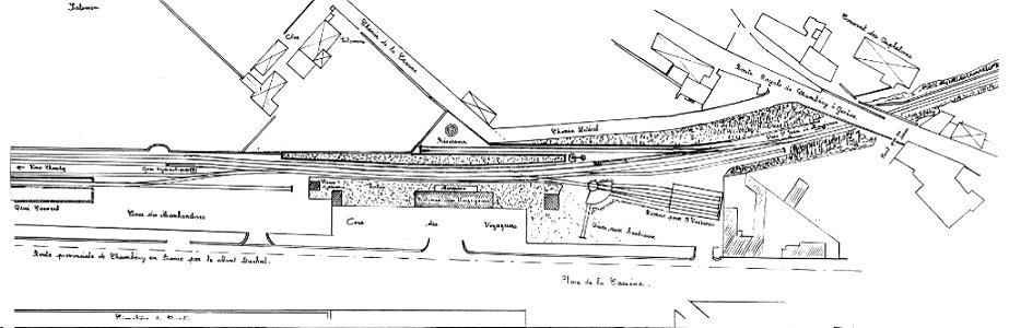 Gare de Chambéry - Plan des installations (1854)