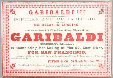 GARIBALDI Clipper ship sailing card HN002740aA. Free illustration for personal and commercial use.