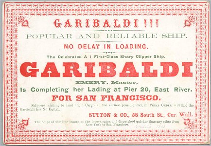 GARIBALDI Clipper ship sailing card HN002740aA